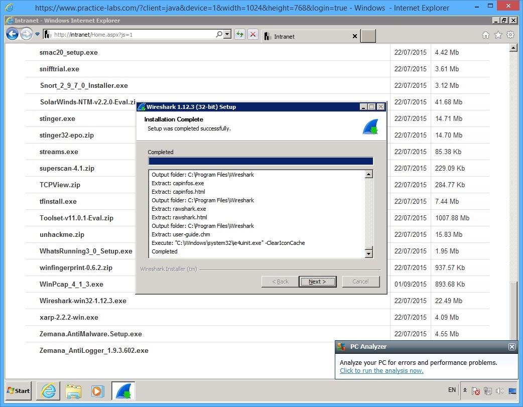 Practice Labs screenshot.